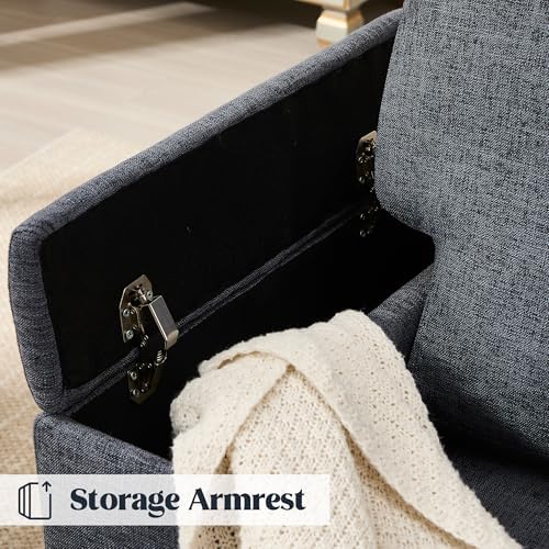 Accent Chairs Set of 2 with Armrest Storage, Modern Upholstered Reading Living - Image 3