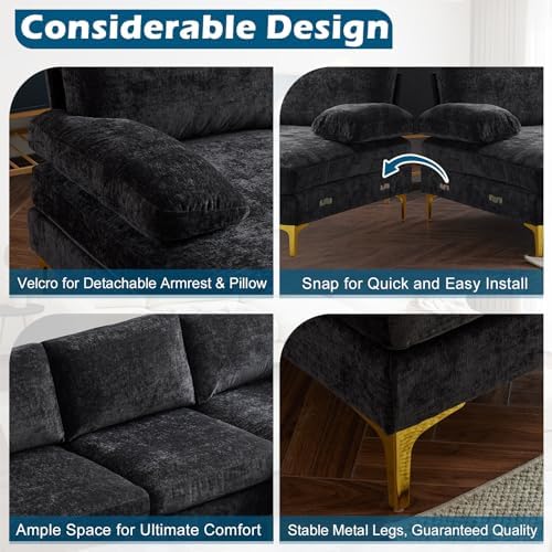 VINGLI 110" Large U-Shape Sectional Sofa Couch - Image 5
