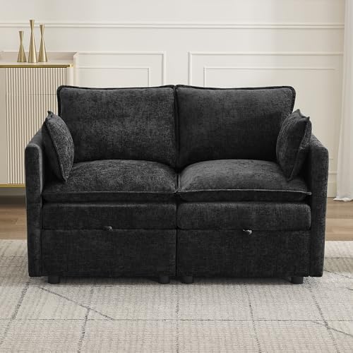 55" Modular Loveseat Sofa with Storage, Upholstered Cloud Sofa Small Love Seat by Abbrevi