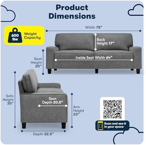 Serta Palisades 78" Track Arm Sofa, Easy Care Polyester, Soft Pillow Back - Image 2
