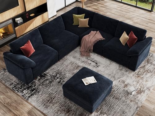 EASE MOOSE Oversized Blue Sectional V Shape Sectional Couch, Modern Fashion - Image 4