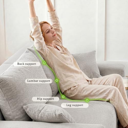 Homkdom Modular Sectional Sofa for Apartment, Light Grey, Right Facing - Image 5