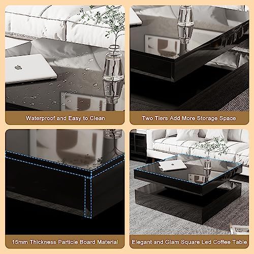 HedoAjim Black LED Coffee Table - Image 7