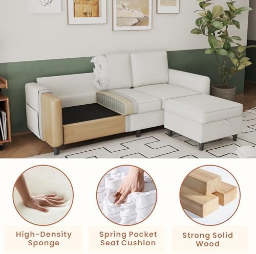 78" Green L Shaped Sectional Sofa Couch - Image 4