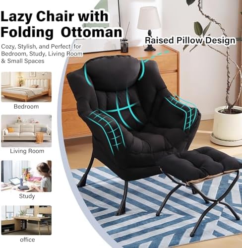 Furlide Lazy Chair with Ottoman, Soft Comfy Chair - Image 6