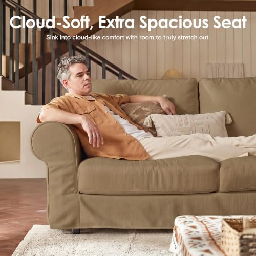 80" Oversized Cloud Loveseat, Classic Farmhouse Water-Repellent Chenille - Image 4