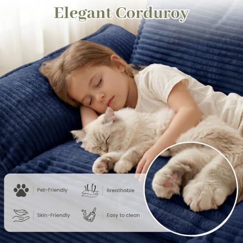 JUIKURY 55" Convertible Corduroy Sofa Bed, Boneless Foldable Loveseat Sleeper - Image 3