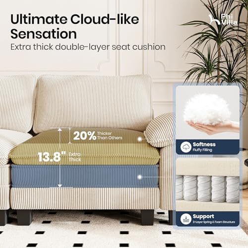 PHI VILLA 2-Piece Modular Loveseat Couch & 3-Seat Sectional Sofa Set - Image 4