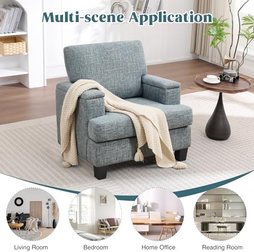 Accent Chair with Armrest Storage, Modern Upholstered Reading Living Room Chairs - Image 6