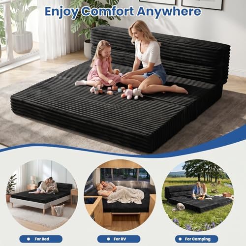 Erament Tri-Fold Futon Sofa Bed, 6 Inch Foldable Floor Couch, High-Density Foam - Image 6