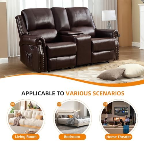 CANMOV Power Reclining Sofa Set, Faux Leather Electric Recliner Loveseat and 2 - Image 7
