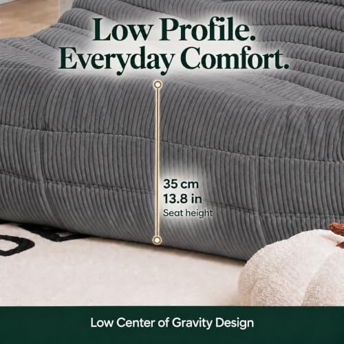 N&V Fireside Loveseat, Mid Century Armless Twin Size Floor Sofa, Soft Premium - Image 3