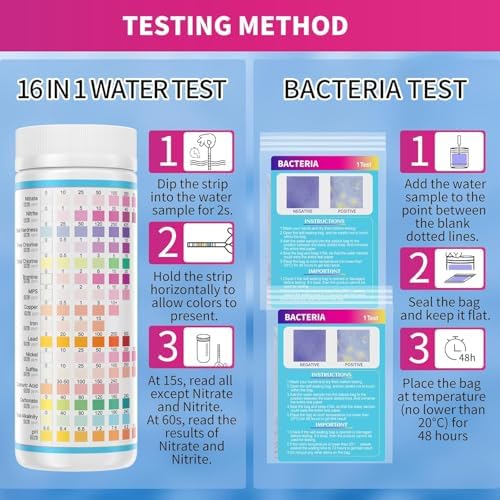 21in1 Water Test Kit, 143 Strips Drinking Water Test Kit, 2 Bacteria Tests - Image 5
