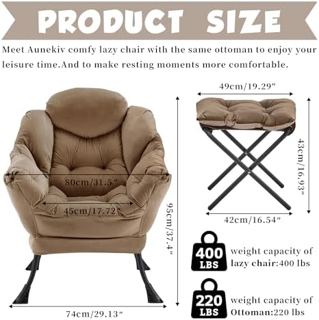 Lazy Chair with Ottoman, Comfy Reading Chair - Image 3