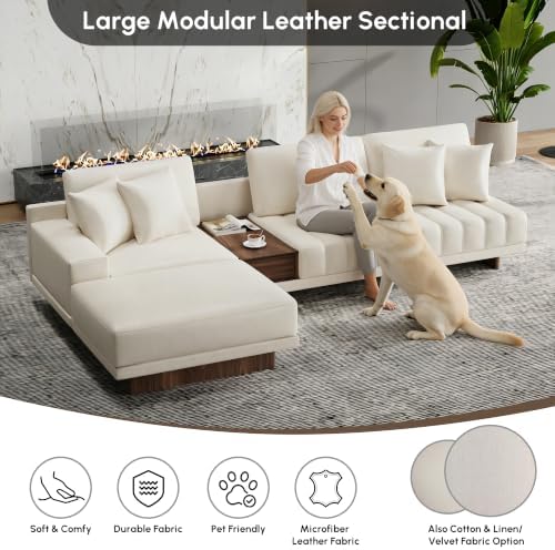 homary Leather Sectional Sofa – 126" Oversized L-Shaped Modular Couch - Image 4