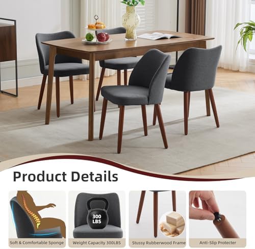 Garvee Modern Dining Chairs Set of 2, Comfortable Linen Upholstered Accent Chair - Image 3