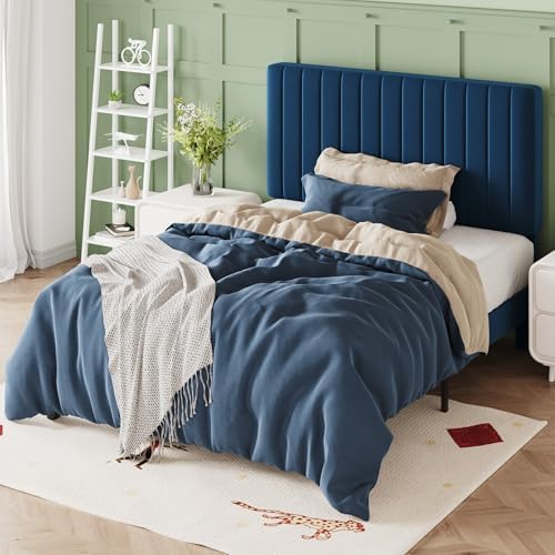 Allewie Twin Bed Frame, Velvet Upholstered Platform Bed - Image 4