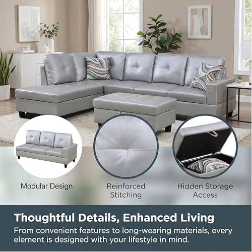 Faux Leather Sectional Couches for Living Room - Image 5