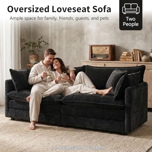 GNIXUU 76" Modular Sectional Sofa, Comfy Chenille Love Seats 25" Deep Seat - Image 3