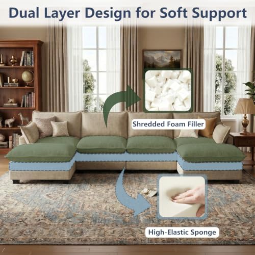 U Shaped Modular Sectional Couch, Comfy Sofa - Image 4