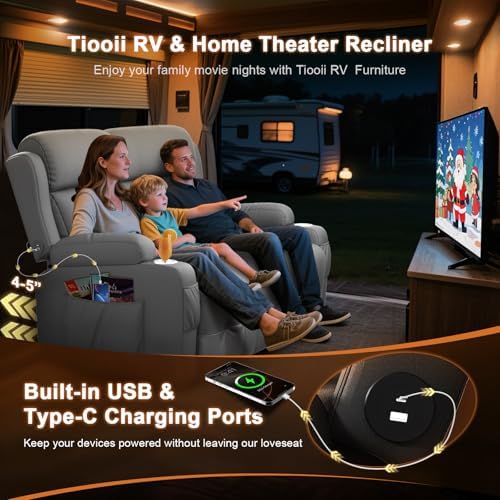 RV Loveseat Recliner Sofa, Wall Hugger Reclining RV Couch - Image 3