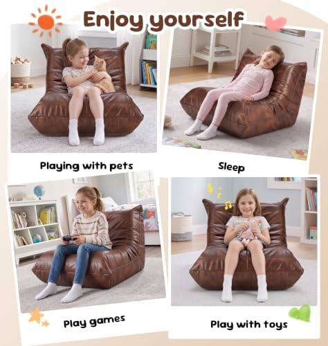 Hobestluk Bean Bag Chair Leather Togo Sofa Memory Foam - Image 4