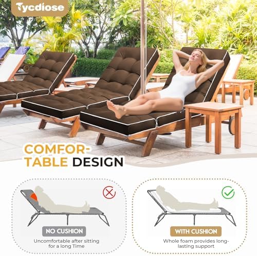 Outdoor Chaise Lounge Chair Cushion, Waterproof Non-Slip Patio Chaise Lounge - Image 4