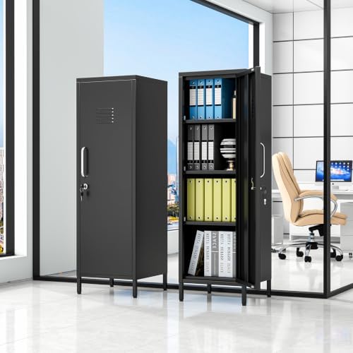 pozdeg 47.24" Black Lockable Small Metal Storage Locker - Image 2