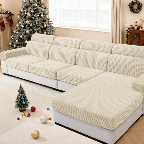MAXIJIN Couch Cushion Covers for Sectional Sofa, Stretch Sofa Cushion Cover by MAXIJIN