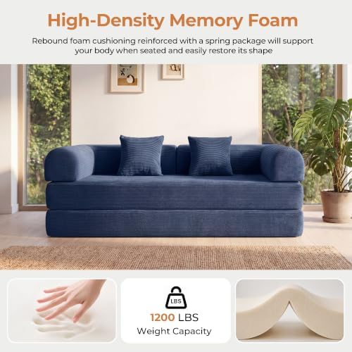 79" Convertible Futon Sofa Bed, Boneless Couch - Image 4