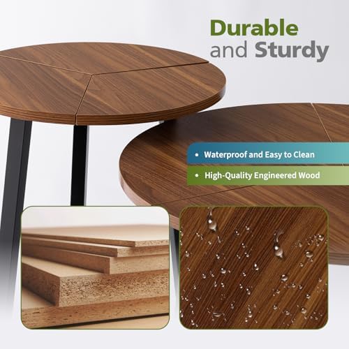 COSIEST Small Coffee Table Set of 2, Round Coffee Table - Image 5