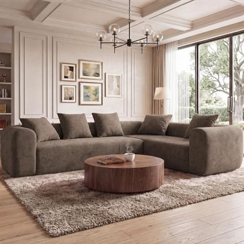 Claiks 106" Cloud Boneless Couch, Right Chaise Sofa, Light Grey by CLAIKS