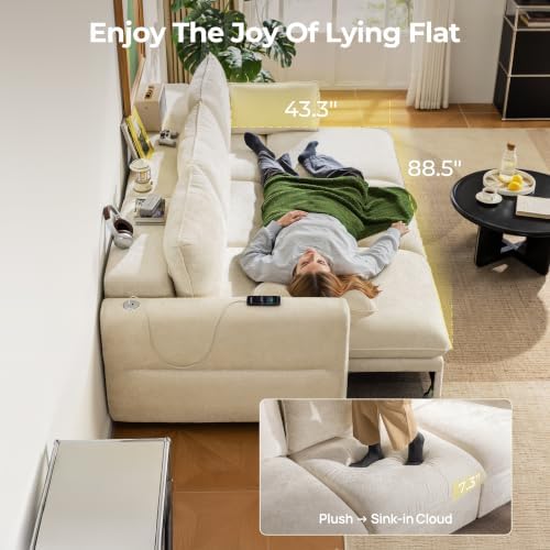 103" Electric Pull Out Sleeper Sofa Bed, 2in1 Power Extendable Couch Bed - Image 5