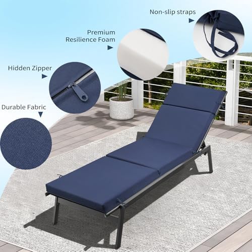 1 Pack Blue Outdoor Chaise Lounge Cushions - Image 5