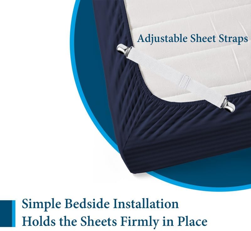 800 Series 100% Egyptian Cotton Sleeper Sofa Bed Sheet Set Stripe Full Size - Image 6