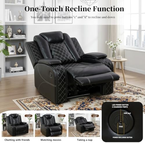 Power Recliner Sofa Set, Leather Reclining Couch Set - Image 5