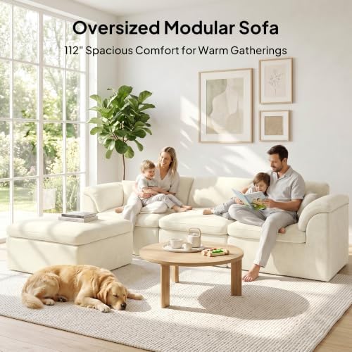 Welzona 112" Sofas for Living Room, Cloud Couch Modular Sectional Sofa Soft - Image 6