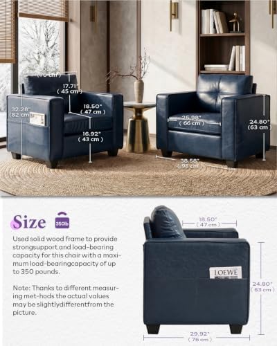 Blue Leather 3-Piece Sofa Couch Set - Image 2