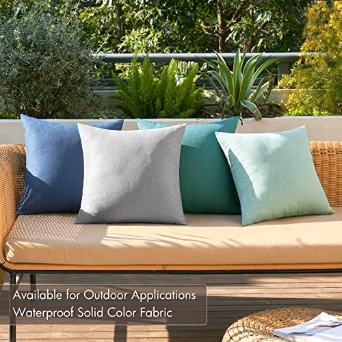 MIULEE Pack of 4 Outdoor Linen Throw Pillow Covers Blue 18x18 Inch - Image 2
