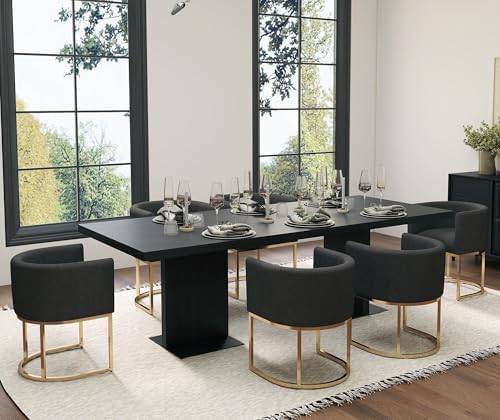 HNY Mid Century Modern Upholstered Barrel Dining Chairs - Image 6