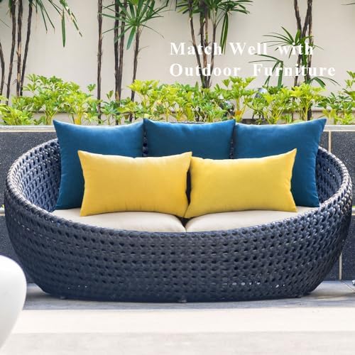 MIULEE Decorative Outdoor Pillow Covers Waterproof 20x20 Blue - Image 5