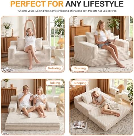 Erament Boneless Loveseat Convertible Sofa Bed, Folding Floor Futon Sleeper - Image 4