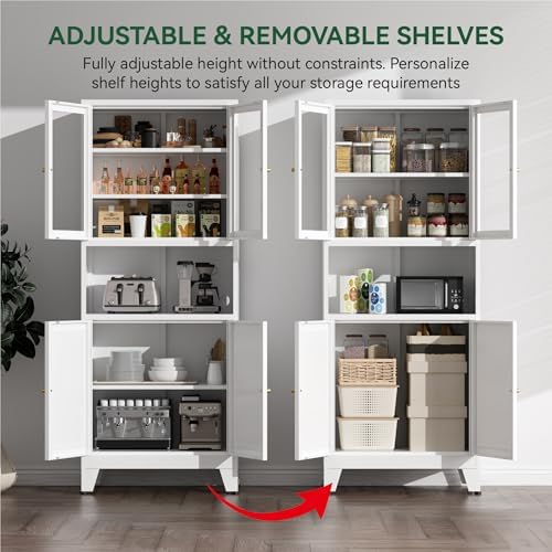 COFaR 69" Pantry Cabinet, Metal Storage Cabinet - Image 5