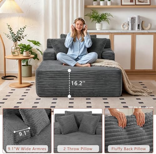 66.5" Oversized Chaise Lounge Chair Indoor, Boneless Sleeper Sofa Bed - Image 4
