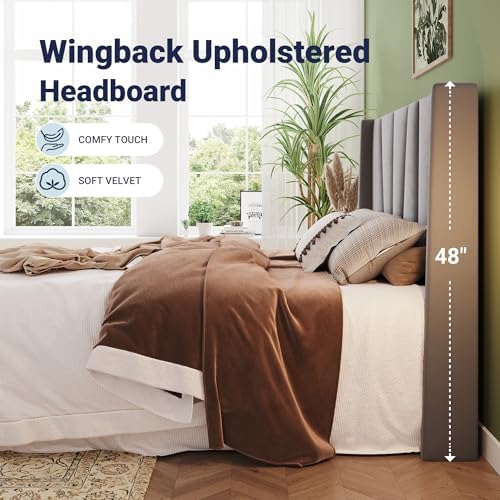Allewie King Size Platform Velvet Bed Frame - Image 4