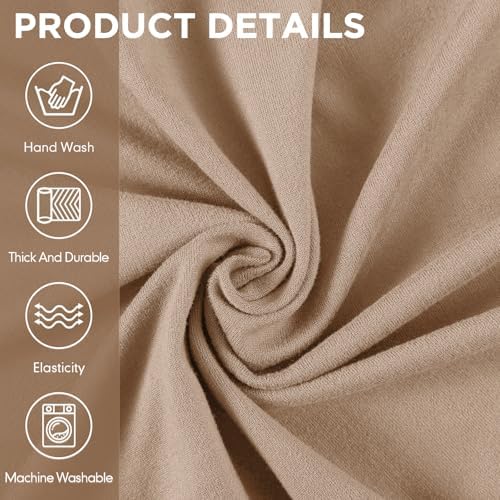 Peryiter 2 Pcs Couch and Loveseat Sofa Covers, Sand Color, Milk Silk - Image 5
