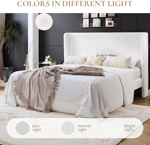 SHA CERLIN King Corduroy Platform Bed - Image 3