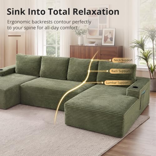 Skepphlay 133" U Shaped Couch, Boneless Sectional Couches - Image 5