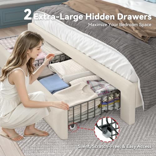 FreeHouse King Bed Frame and 2-Tier Storage Headboard & 4 Drawers - Image 3
