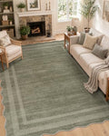 Lahome 8x10 Scalloped Area Rug, Dark Green Cottage Farmhouse Rug by Lahome